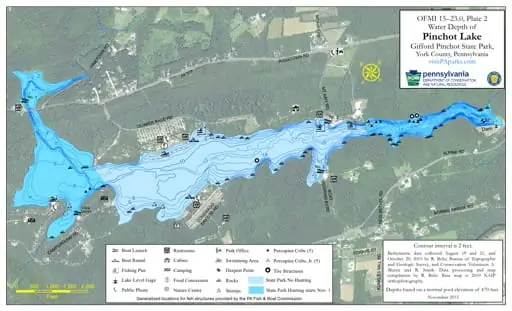 Gifford Pinchot - Pinchot Lake Water Depth Map