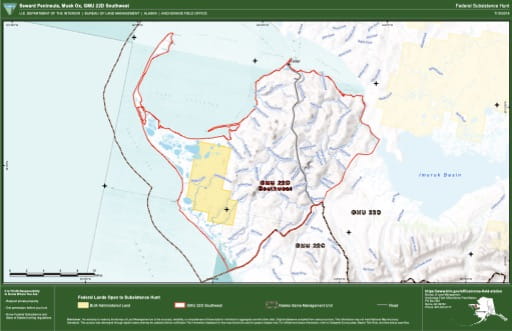 map of GMU 22D - Seward Peninsula, Musk Ox, GMU 22D Southwest