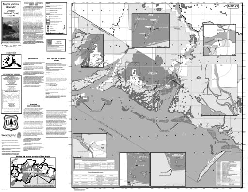 Map 3 of the Motor Vehicle Use Map (MVUM) of Copper River Delta in Chugach National Forest (NF) in Alaska. Published by the U.S. Forest Service (USFS).