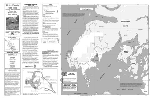 Motor Vehicle Use Map (MVUM) of the Edna Bay area in Tongass National Forest (NF) in Alaska. Published by the U.S. Forest Service (USFS).