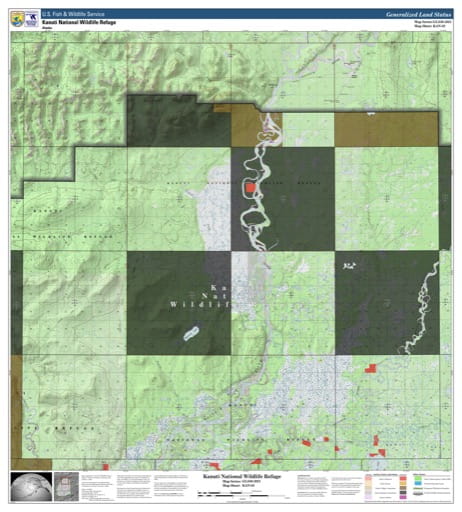 Map sheet KAN-02 for the Kanuti National Wildlife Refuge (NWR) in Alaska. Published by U.S. Fish and Wildlife Service (USFWS).