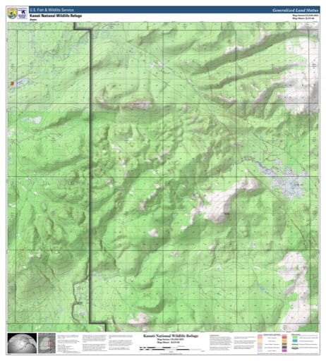 Map sheet KAN-06 for the Kanuti National Wildlife Refuge (NWR) in Alaska. Published by U.S. Fish and Wildlife Service (USFWS).