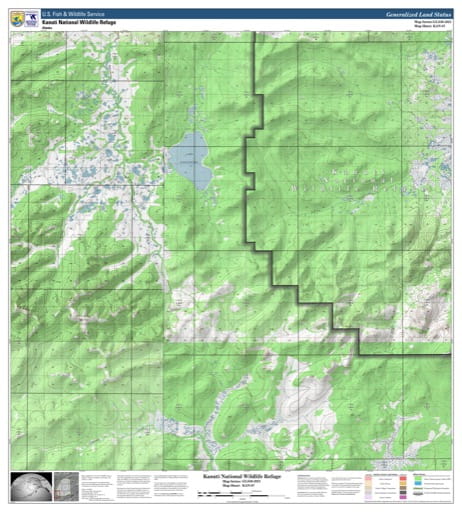 Map sheet KAN-07 for the Kanuti National Wildlife Refuge (NWR) in Alaska. Published by U.S. Fish and Wildlife Service (USFWS).