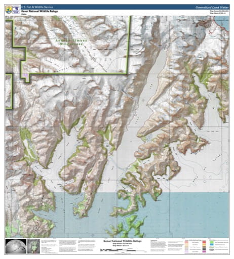 Map sheet KAN-13 for the Kenai National Wildlife Refuge (NWR) in Alaska. Published by U.S. Fish and Wildlife Service (USFWS).
