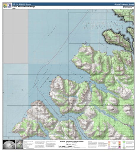 Map sheet KDK-02 for the Kodiak National Wildlife Refuge (NWR) in Alaska. Published by U.S. Fish and Wildlife Service (USFWS).