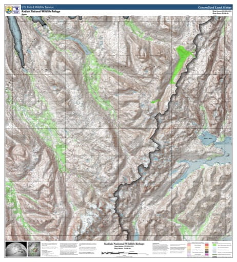 Map sheet KDK-08 for the Kodiak National Wildlife Refuge (NWR) in Alaska. Published by U.S. Fish and Wildlife Service (USFWS).