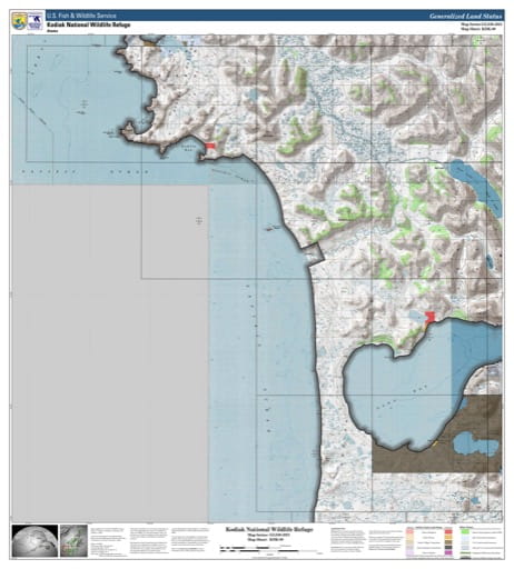 Map sheet KDK-09 for the Kodiak National Wildlife Refuge (NWR) in Alaska. Published by U.S. Fish and Wildlife Service (USFWS).