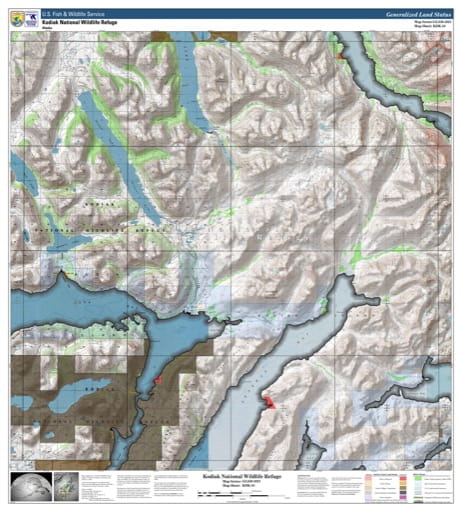 Map sheet KDK-10 for the Kodiak National Wildlife Refuge (NWR) in Alaska. Published by U.S. Fish and Wildlife Service (USFWS).