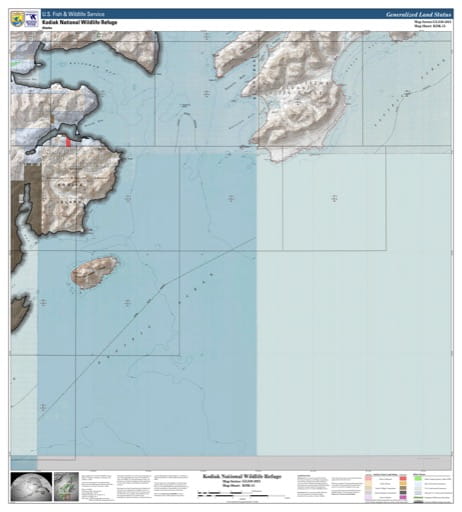 Map sheet KDK-15 for the Kodiak National Wildlife Refuge (NWR) in Alaska. Published by U.S. Fish and Wildlife Service (USFWS).