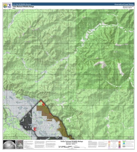 Map sheet TET-01 for the Tetlin National Wildlife Refuge (NWR) in Alaska. Published by U.S. Fish and Wildlife Service (USFWS).