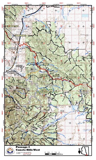 Map of Canelo Hills - West - Passage AZT-3 - of the Arizona Trail in Arizona. Published by the Arizona Trail Association.