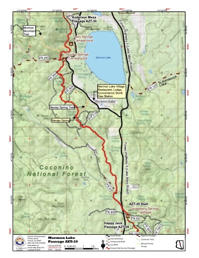Map of Mormon Lake - Passage AZT-29 - of the Arizona Trail in Arizona. Published by the Arizona Trail Association.
