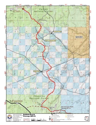 Map of Babbitt Ranch - Passage AZT-35 - of the Arizona Trail in Arizona. Published by the Arizona Trail Association.