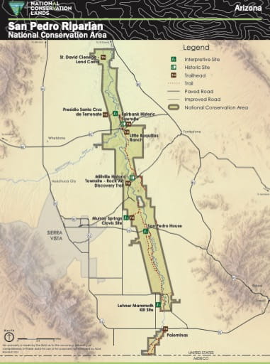 map of San Pedro Riparian - Visitor Map