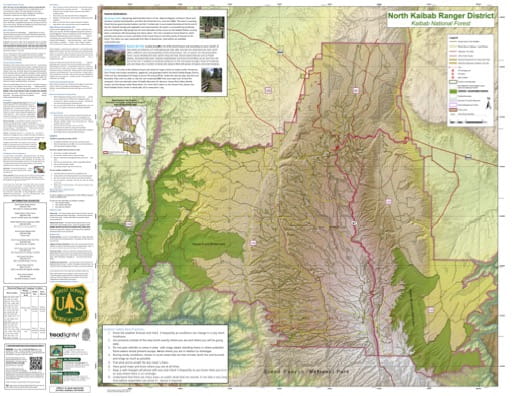 Motor Vehicle Travel Map (MVTM) of North Kaibab Ranger District in Kaibab National Forest (NF) in Arizona. Published by the U.S. Forest Service (USFS).