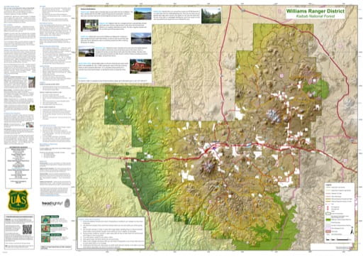 Motor Vehicle Travel Map (MVTM) of Williams Ranger District in Kaibab National Forest (NF) in Arizona. Published by the U.S. Forest Service (USFS).