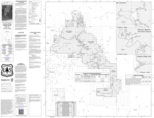 Motor Vehicle Use Map (MVUM) of Santa Catalina Ranger District in Coronado National Forest (NF). Published by the U.S. Forest Service (USFS).