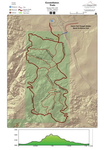 Map of Constellation Trails near the City of Prescott in Arizona. Published by the City of Prescott.