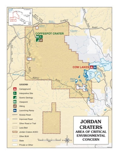 map of Jordan Craters - Visitor Map