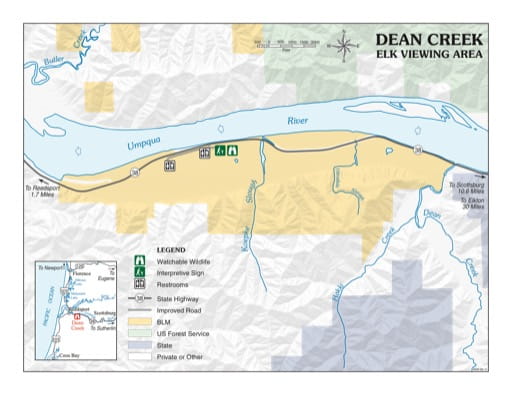 map of Dean Creek - Elk Viewing Area Map