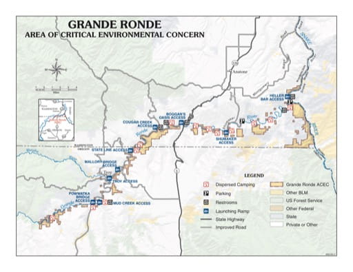 map of Grande Ronde River - Visitor Map