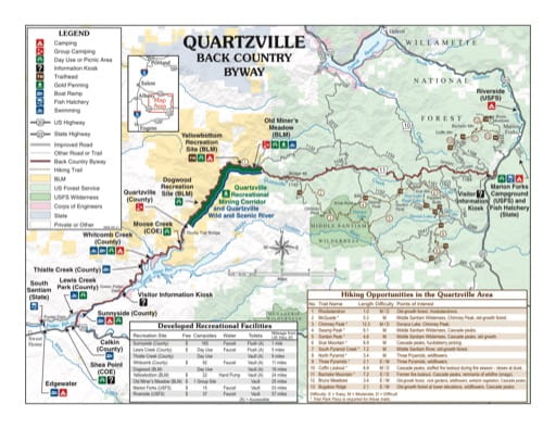 map of Quartzville Creek - Back Country Byway Map