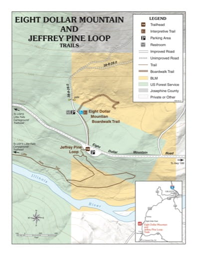 map of Eight Dollar Mountain and Jeffrey Pine - Trail Map