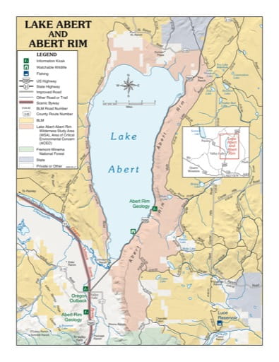 map of Lake Abert and Abert Rim - Visitor Map