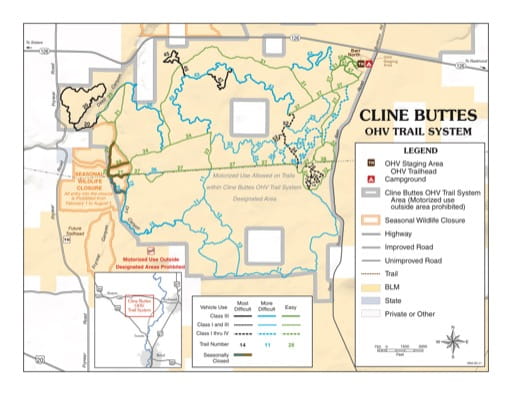 map of Cline Buttes - OHV Trail System