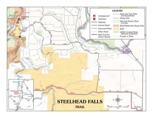 map of Deschutes River - Steelhead Falls Trail