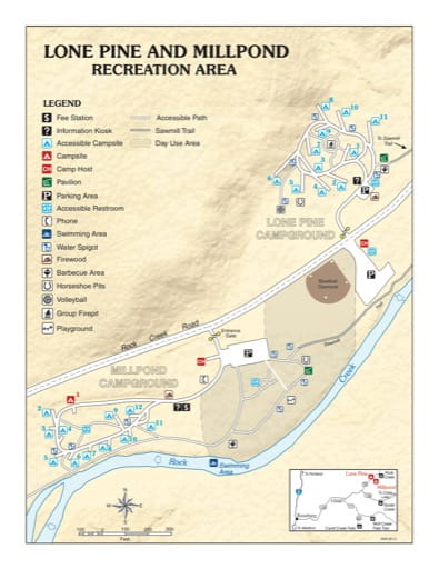 map of Lone Pine / Millpond - Recreation Map