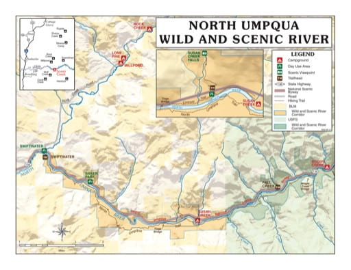 map of North Umpqua River - Vistior Map