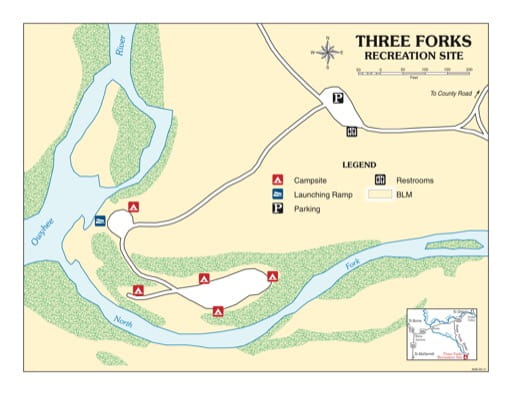 map of Three Forks - Recreation Map