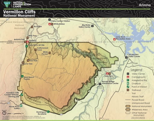 map of Vermilion Cliffs - Visitor Map