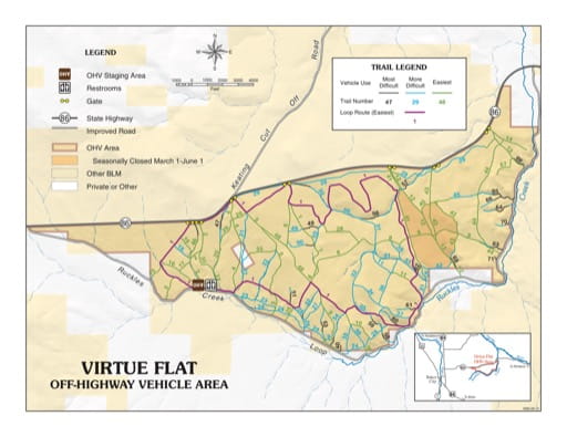 map of Virtue Flat - OHV Trail System