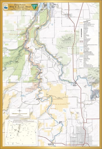 Map 2: Middle Deschutes, shows the section from Odin Falls to Lake Billy Chinook of Deschutes Wild & Scenic River (WSR) in Oregon. Published by the Bureau of Land Management (BLM).
