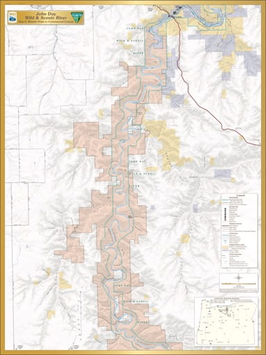 Map 4 showing the section from Whistle Point to Cottonwood Canyon of the John Day Wild & Scenic River (WSR) in Oregon. Published by the Bureau of Land Management (BLM).