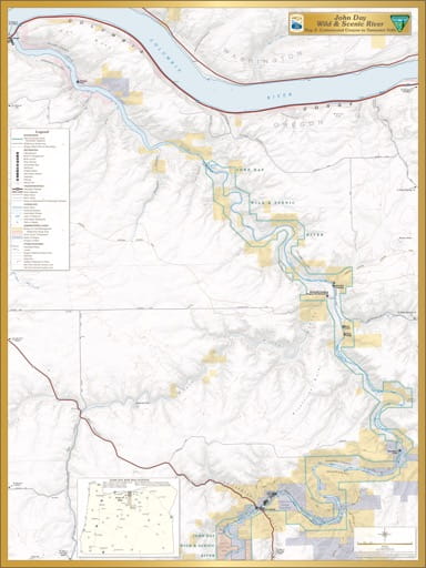 Map 5 showing the section from Cottonwood Canyon to Tumwater Falls of the John Day Wild & Scenic River (WSR) in Oregon. Published by the Bureau of Land Management (BLM).