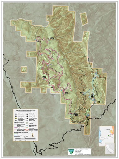 Recreation Map of Lacks Creek Management Area (MA) in the BLM Arcata Field Office area in California. Published by the Bureau of Land Management (BLM).