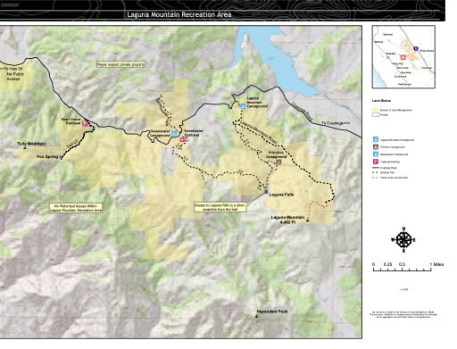Map of Laguna Mountain Recreation Area (RA) in California. Published by the Bureau of Land Management (BLM).