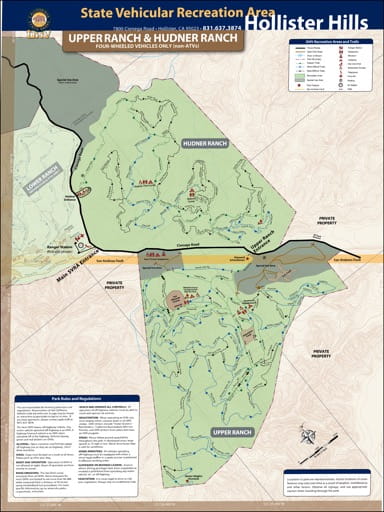 map of Hollister Hills - Upper Ranch and Hudner Ranch