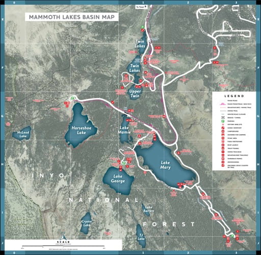 map of Mammoth Lakes Basin - Trail System