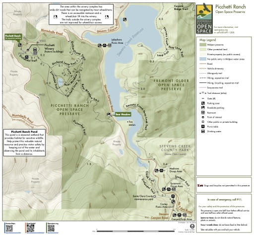 Fremont Older Preserve Trail Map Picchetti Ranch Open Space Preserve