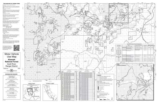 Motor Vehicle Use Map (MVUM) of Scott River Ranger District North in Klamath National Forest (NF) in California. Published by the U.S. Forest Service (USFS).