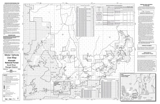 Motor Vehicle Use Map (MVUM) of Scott River Ranger District South in Klamath National Forest (NF) in California. Published by the U.S. Forest Service (USFS).