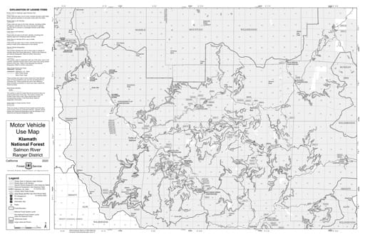 Motor Vehicle Use Map (MVUM) of Salmonn River Ranger District North in Klamath National Forest (NF) in California. Published by the U.S. Forest Service (USFS).