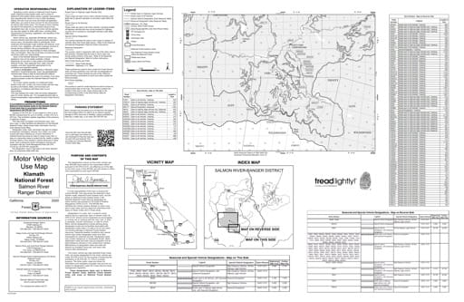 Motor Vehicle Use Map (MVUM) of Salmonn River Ranger District South in Klamath National Forest (NF) in California. Published by the U.S. Forest Service (USFS).