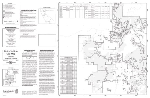 Map 4a of the Motor Vehicle Use Map (MVUM) of the Lassen National Forest (NF) in California. Published by the U.S. Forest Service (USFS).