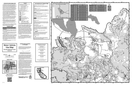 Motor Vehicle Use Map (MVUM) of Greenville in Plumas National Forest (NF) in California. Published by the U.S. Forest Service (USFS).
