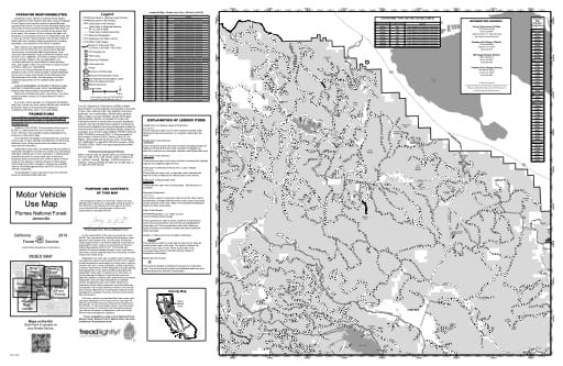 Motor Vehicle Use Map (MVUM) of Janesville in Plumas National Forest (NF) in California. Published by the U.S. Forest Service (USFS).